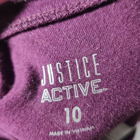 Justice Active Girls Size 10 Maroon Gray Sequin Star Long Sleeve T-shirt - Picture 3 of 4